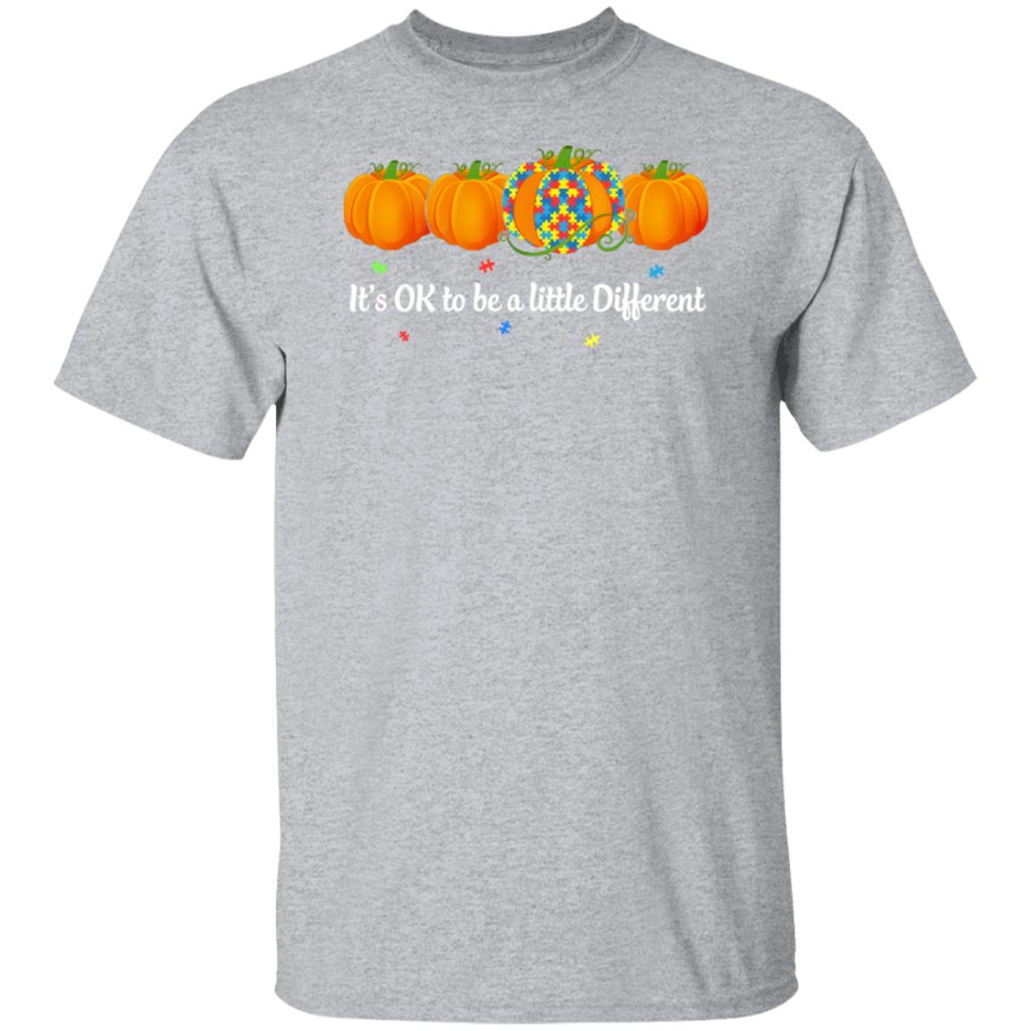 Halloween Autism Pumpkin It's OK To Be A Little Different-T-Shirt & Hoodie-Classic T-Shirt-Sport Grey