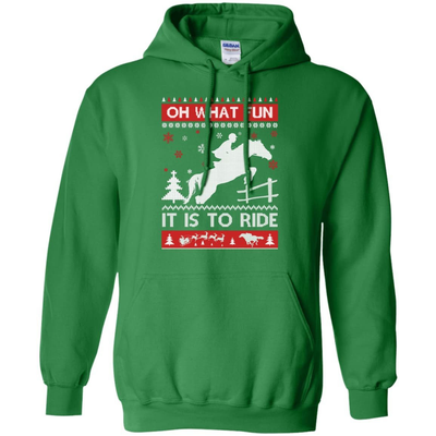 Horse Sweater Christmas Oh What Fun It Is To Ride-T-Shirt & Hoodie-Pullover Hoodie-Irish Green