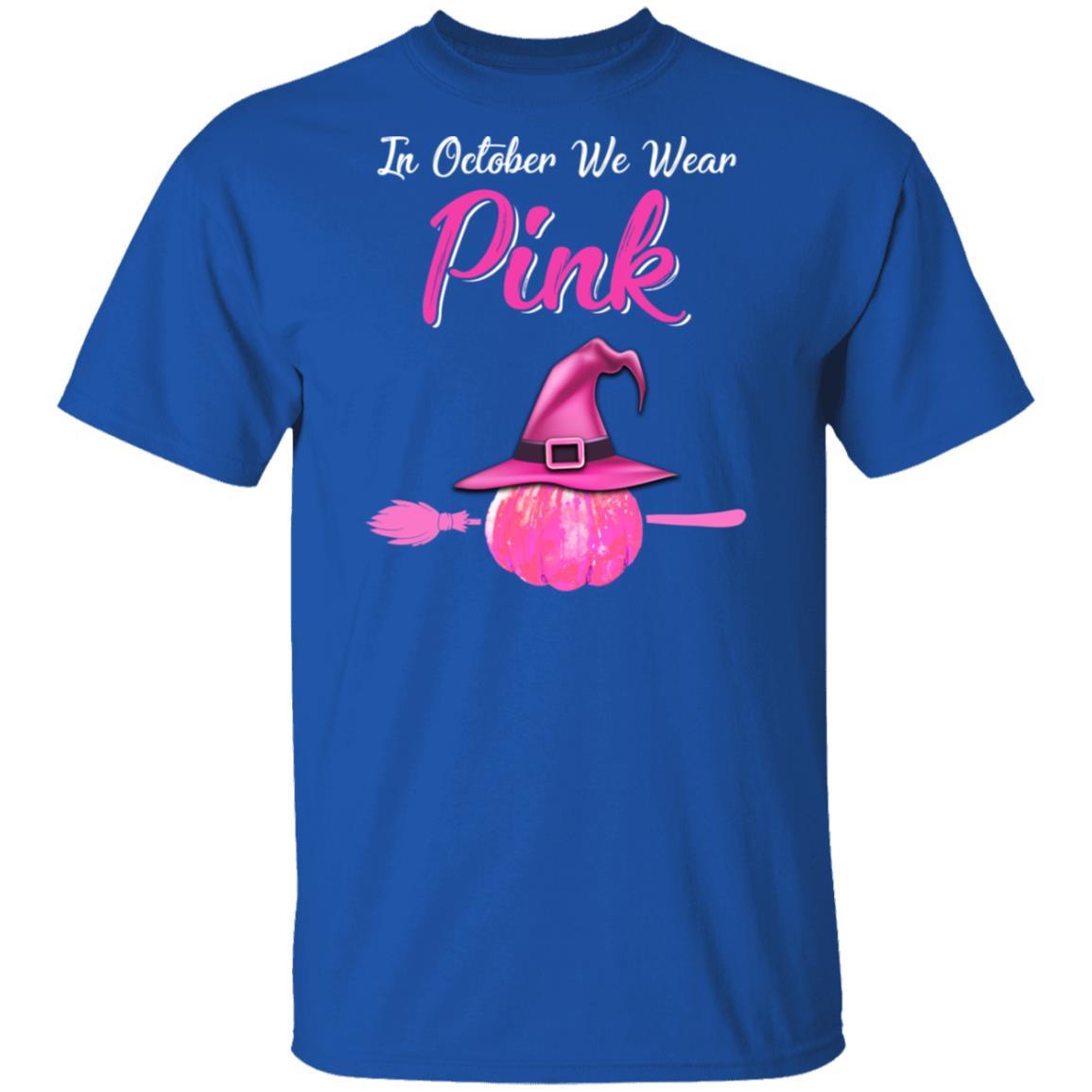 October Wear Pink Halloween Witch Pumpkin Breast Cancer-T-Shirt & Hoodie-Classic T-Shirt-Royal