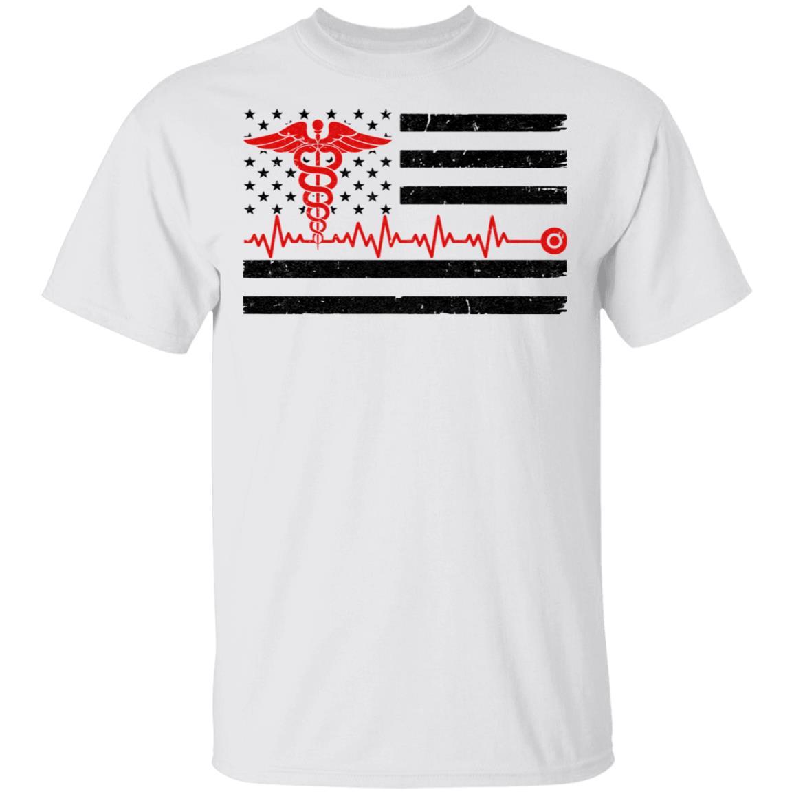 Patriot Apparel Nurse Thin Red Line Nursing Flag-T-Shirt & Hoodie-Classic T-Shirt-White