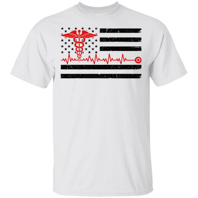 Patriot Apparel Nurse Thin Red Line Nursing Flag-T-Shirt & Hoodie-Classic T-Shirt-White