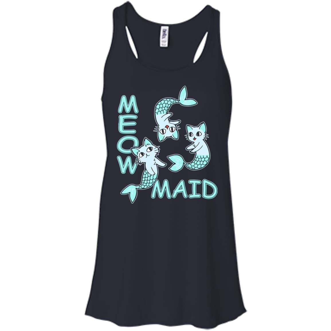 Funny Meowmaid Cat Mermaid-T-Shirt & Hoodie-Bella+Canvas Juniors Flowy Racerback Tank-Midnight