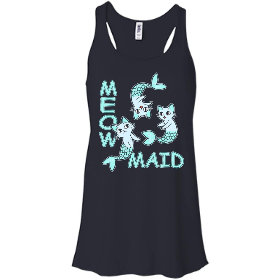 Funny Meowmaid Cat Mermaid-T-Shirt & Hoodie-Bella+Canvas Juniors Flowy Racerback Tank-Midnight