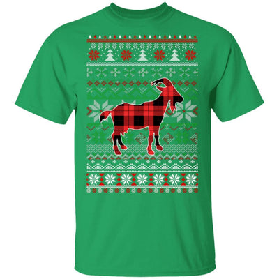 Goat Red Plaid Ugly Christmas Sweater Funny Gifts-T-Shirt & Sweatshirt-Classic T-Shirt-Irish Green