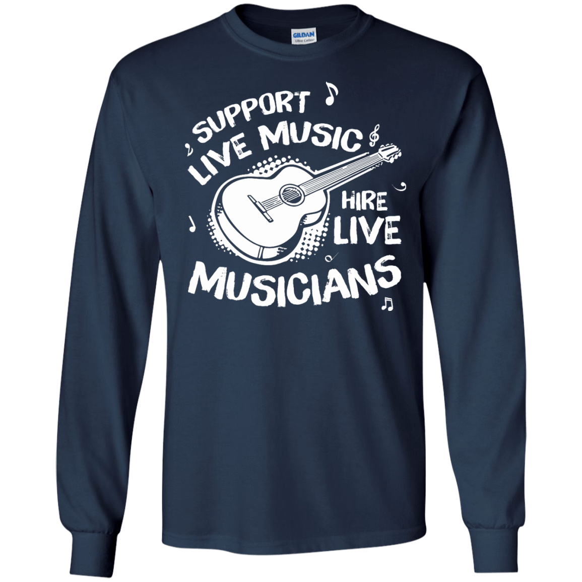 Support Live Music Hire Live Musicans-T-Shirt & Hoodie-Long Sleeve T-Shirt-Navy