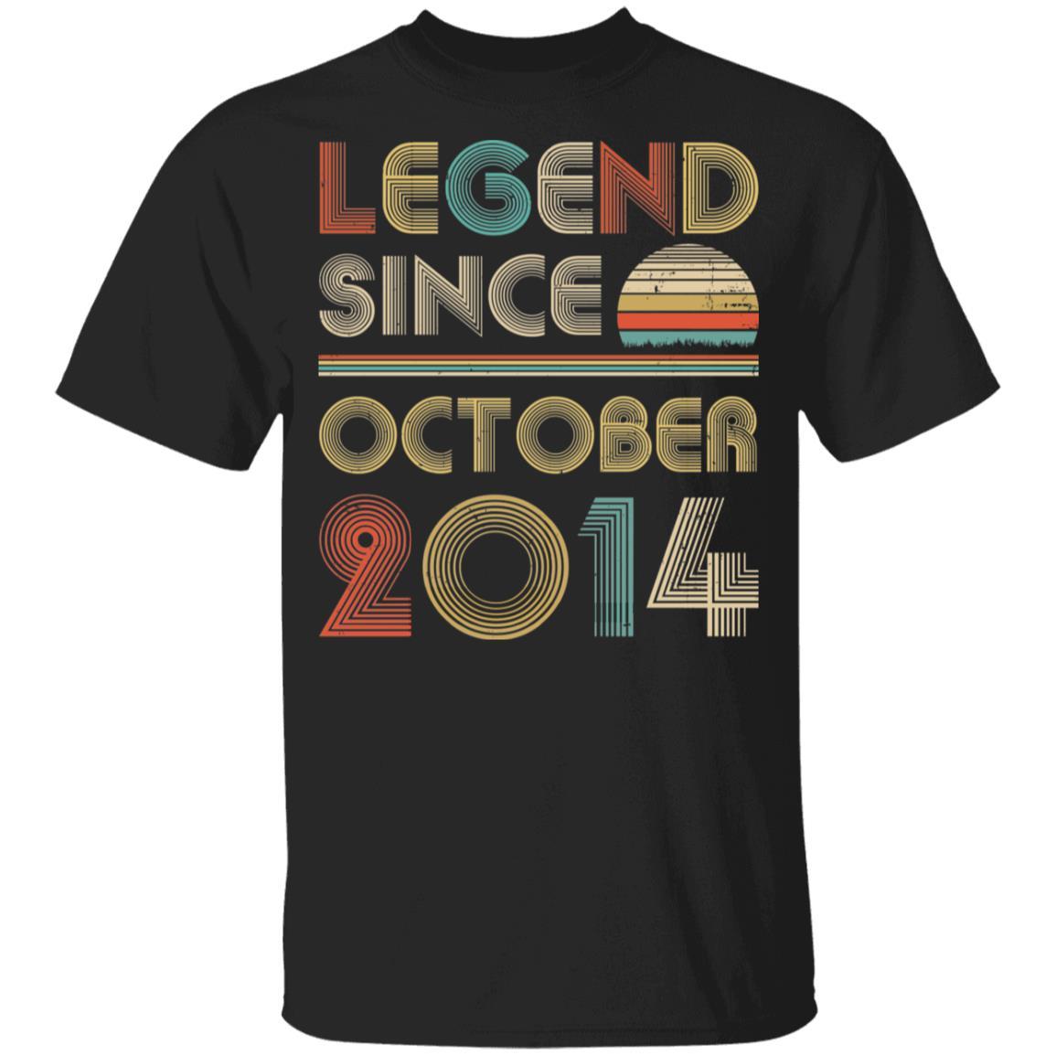 Legend Since October 2014 Vintage 7th Birthday Gifts Youth-Youth Shirt-Youth T-Shirt-Black
