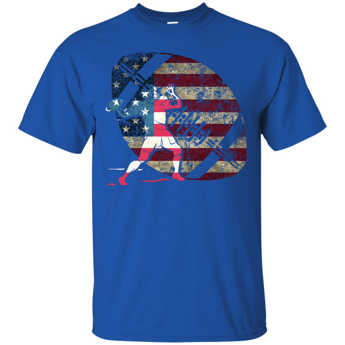 Quarterback Football America Flag-T-Shirt & Hoodie-Classic T-Shirt-Royal