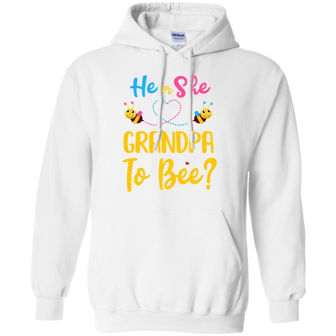 Gender Reveal Pink Blue What Will It Bee He Or She Grandpa-T-Shirt & Hoodie-Pullover Hoodie-White