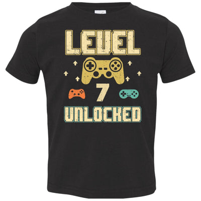 Level 7 Unlocked Video Gamer 7th Birthday Gift Youth-Youth Shirt-Toddler T-Shirt-Black