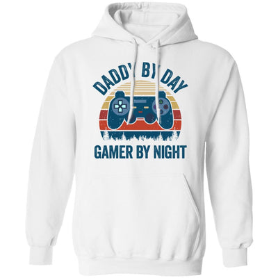 Daddy By Day Gamer By Night Funny Video Game-T-Shirt & Hoodie-Pullover Hoodie-White