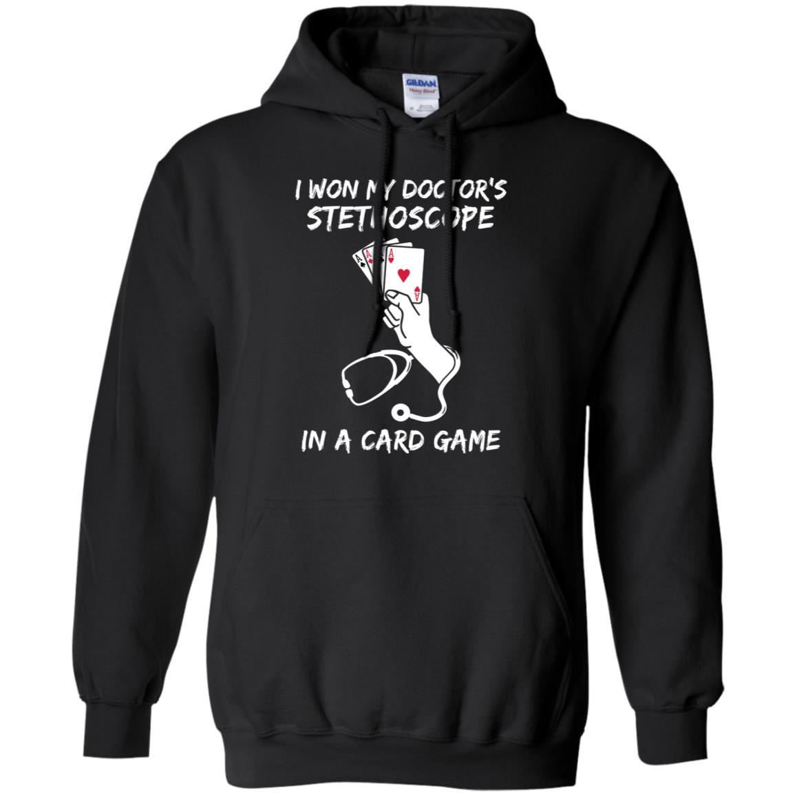 I Won My Doctor's Stethoscope Card Game Nurses Playing Cards-T-Shirt & Hoodie-Pullover Hoodie-Black
