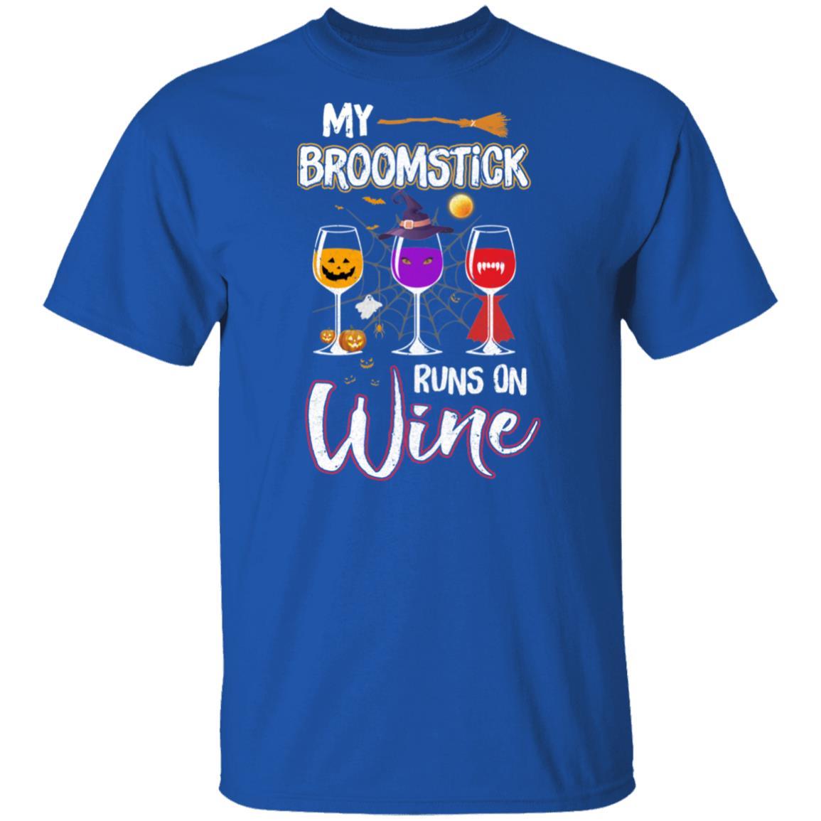 My Broomstick Runs On Wine Drinking Halloween Wine Lover-T-Shirt & Hoodie-Classic T-Shirt-Royal