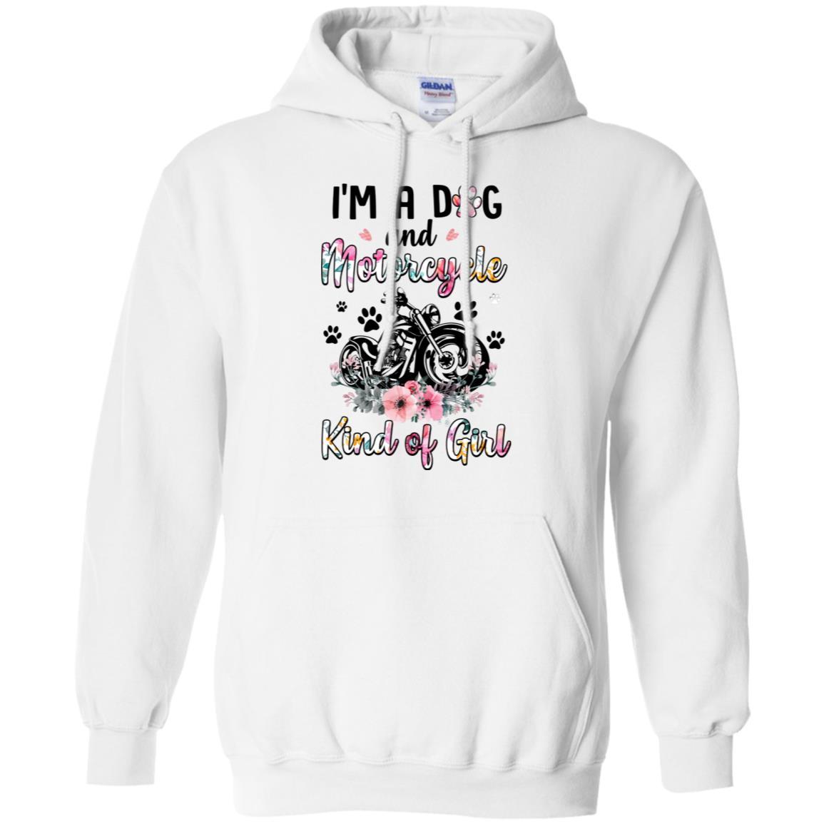 I'm A Dog And Motorcycle Kind Of Girl-T-Shirt & Tank Top-Pullover Hoodie-White