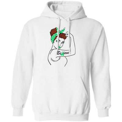 Support Lymphoma Liver Cancer Awareness Warrior Believe-T-Shirt & Hoodie-Pullover Hoodie-White