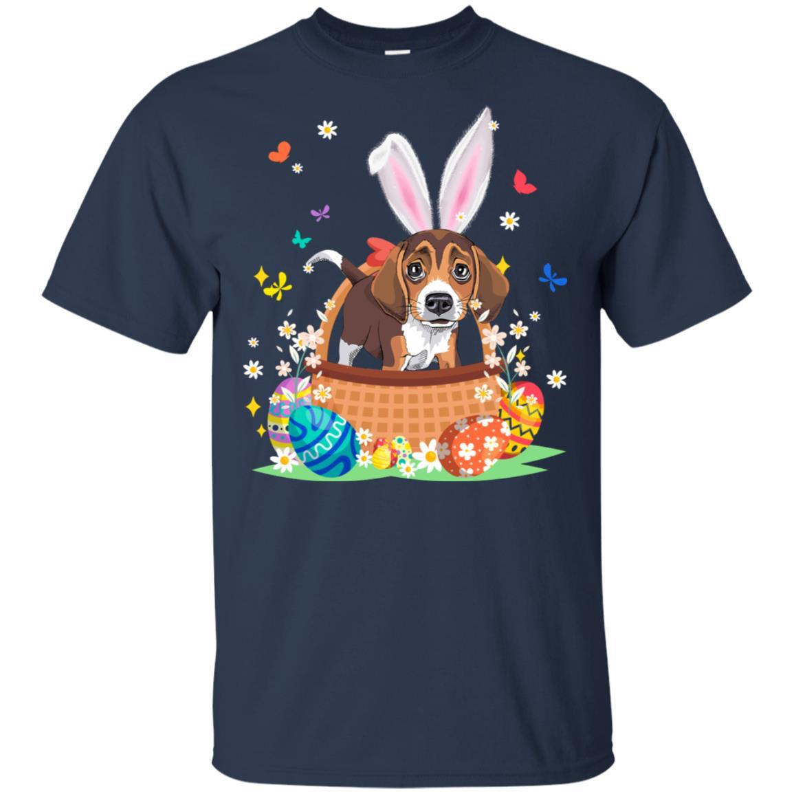 Beagle Bunny Hat Rabbit Easter Eggs-T-Shirt & Hoodie-Classic T-Shirt-Navy
