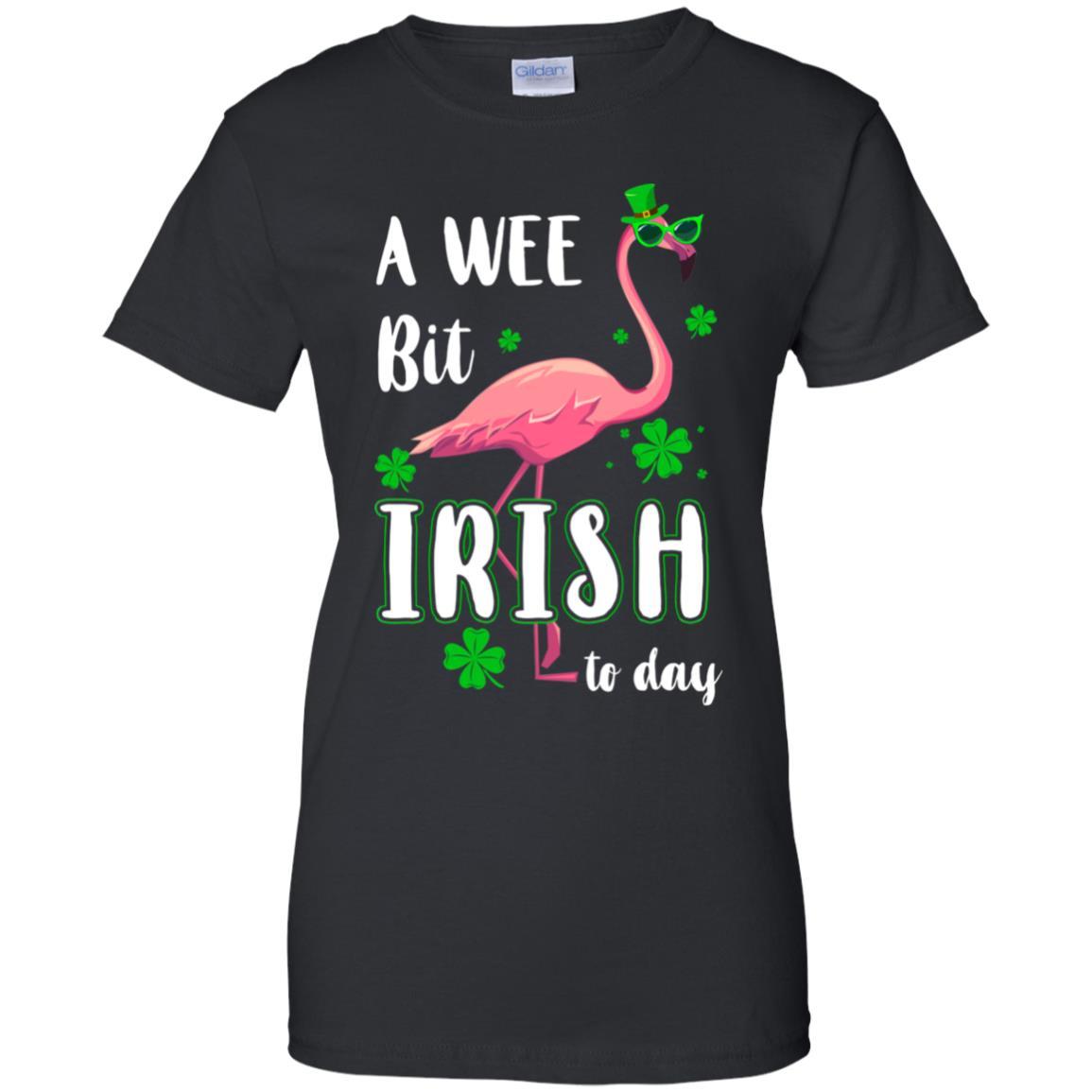 A Wee Bit Irish Today Green Flamingo St Patrick's Day-T-Shirt & Hoodie-Women's T-Shirt-Black
