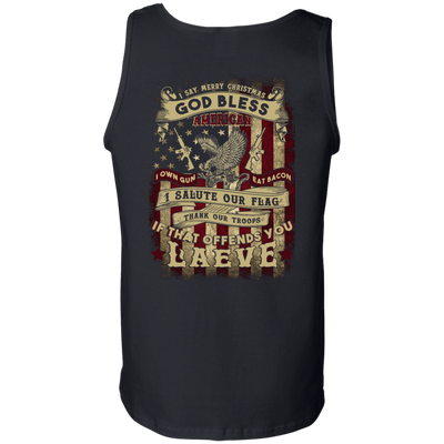 I Say Merry Christmas God Bless America Christmas-T-Shirt & Hoodie-Unisex Tank-Black