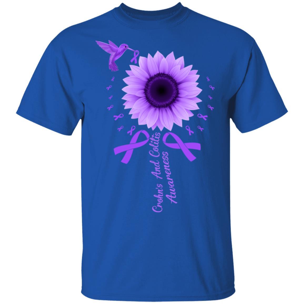 Hummingbird Sunflower Purple Crohn's And Colitis Awareness-T-Shirt & Hoodie-Classic T-Shirt-Royal