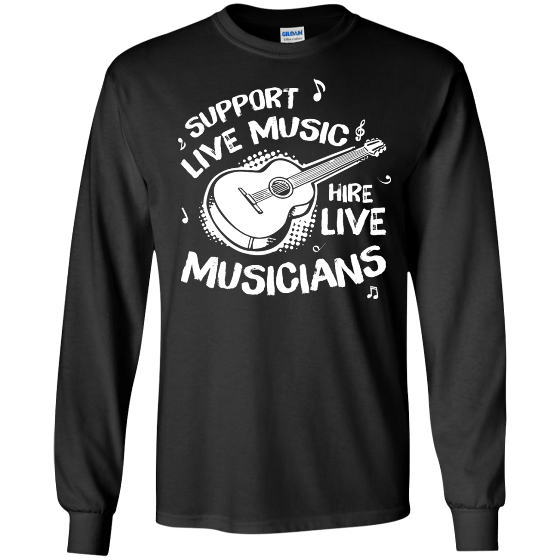 Support Live Music Hire Live Musicans-T-Shirt & Hoodie-Long Sleeve T-Shirt-Black