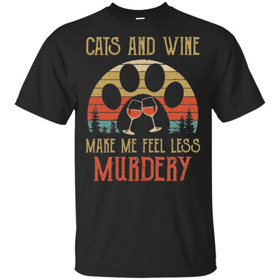 Cats and Wine Make Me Feel Less Murdery-T-Shirt & Hoodie-Classic T-Shirt-Black