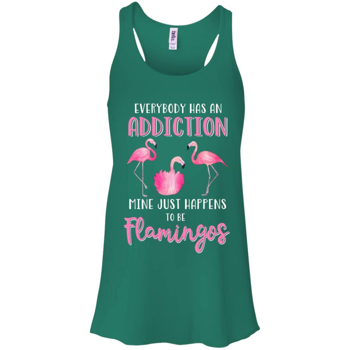 Everybody Has An Addiction Mine Just Happens To Be Flamingos-T-Shirt & Tank Top-Women's Flowy Racerback Tank-Kelly Green