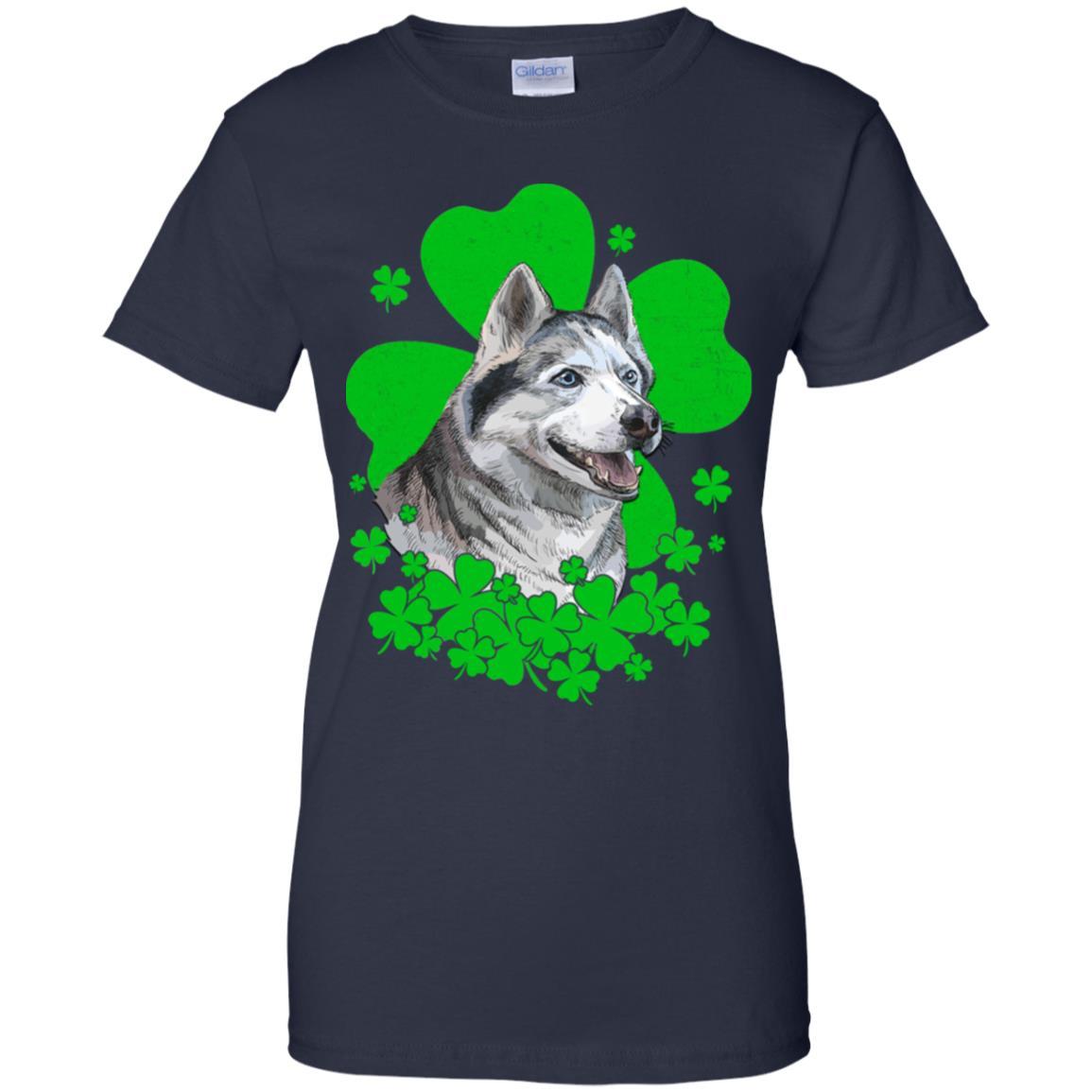 Siberian Husky St. Patrick's Day Clovers-T-Shirt & Hoodie-Women's T-Shirt-Navy