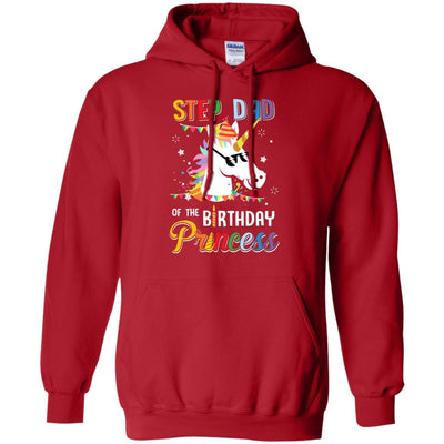 Step Dad Of The Unicorn Birthday Princess-T-Shirt & Hoodie-Pullover Hoodie-Red