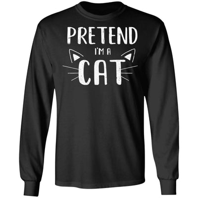 Pretend I'm A Cat Costume Halloween Lazy Easy-T-Shirt & Hoodie-Long Sleeve T-Shirt-Black