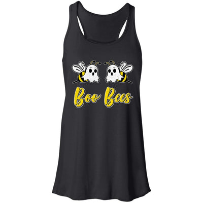 Boo Bees Couple Halloween Costume Funny Bee Ghost-T-Shirt & Tank Top-Women's Flowy Racerback Tank-Black