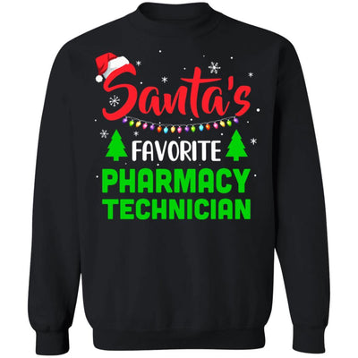 Santa's Favorite Pharmacy Technician Funny Christmas Xmas Gifts-T-Shirt & Sweatshirt-Crewneck Sweatshirt-Black