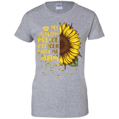 Sunflower My Favorite Police Officer Calls Me Mom Mothers Day Gift-T-Shirt & Hoodie-Women's T-Shirt-Sport Grey