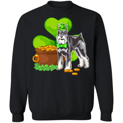 Schnauzer St Patrick's Day Irish Dog Lover Funny Gifts-T-Shirt & Hoodie-Crewneck Sweatshirt-Black