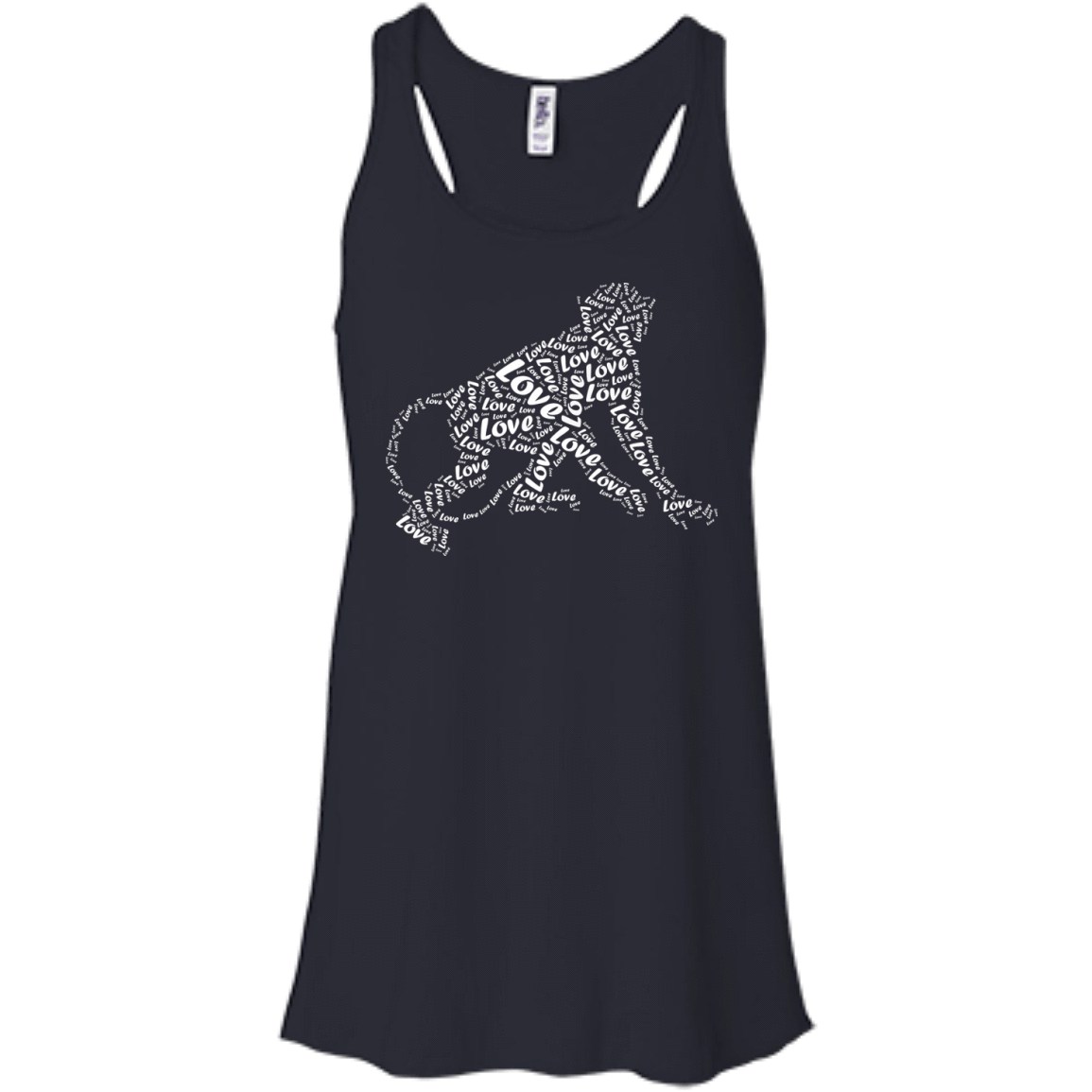 I Love Monkey T-Shirt Word Graphic Tee-T-Shirt & Hoodie-Women's Flowy Racerback Tank-Midnight