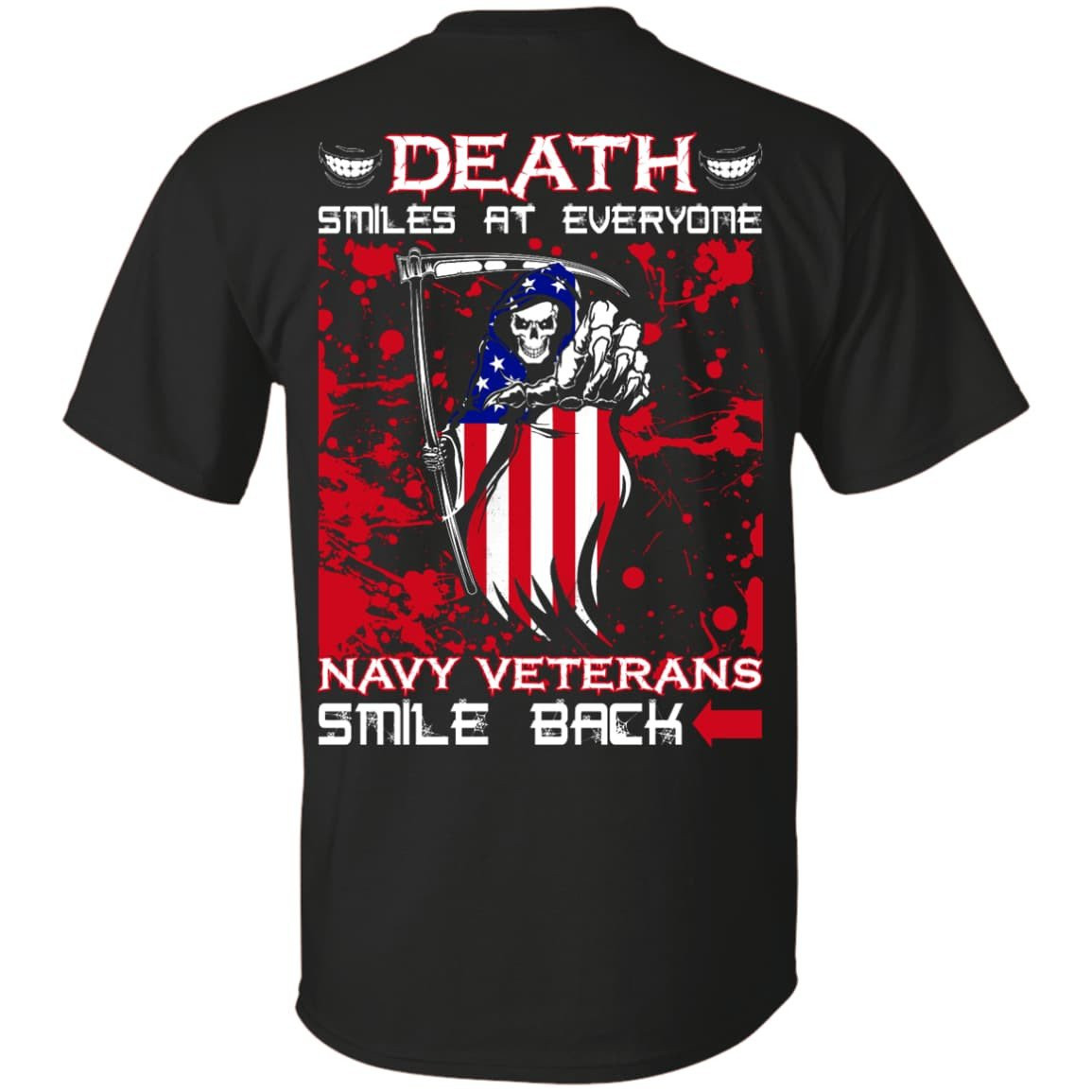 Death Smiles At Everyone Navy Veterans Smile Back-T-Shirt & Hoodie-Classic T-Shirt-Black