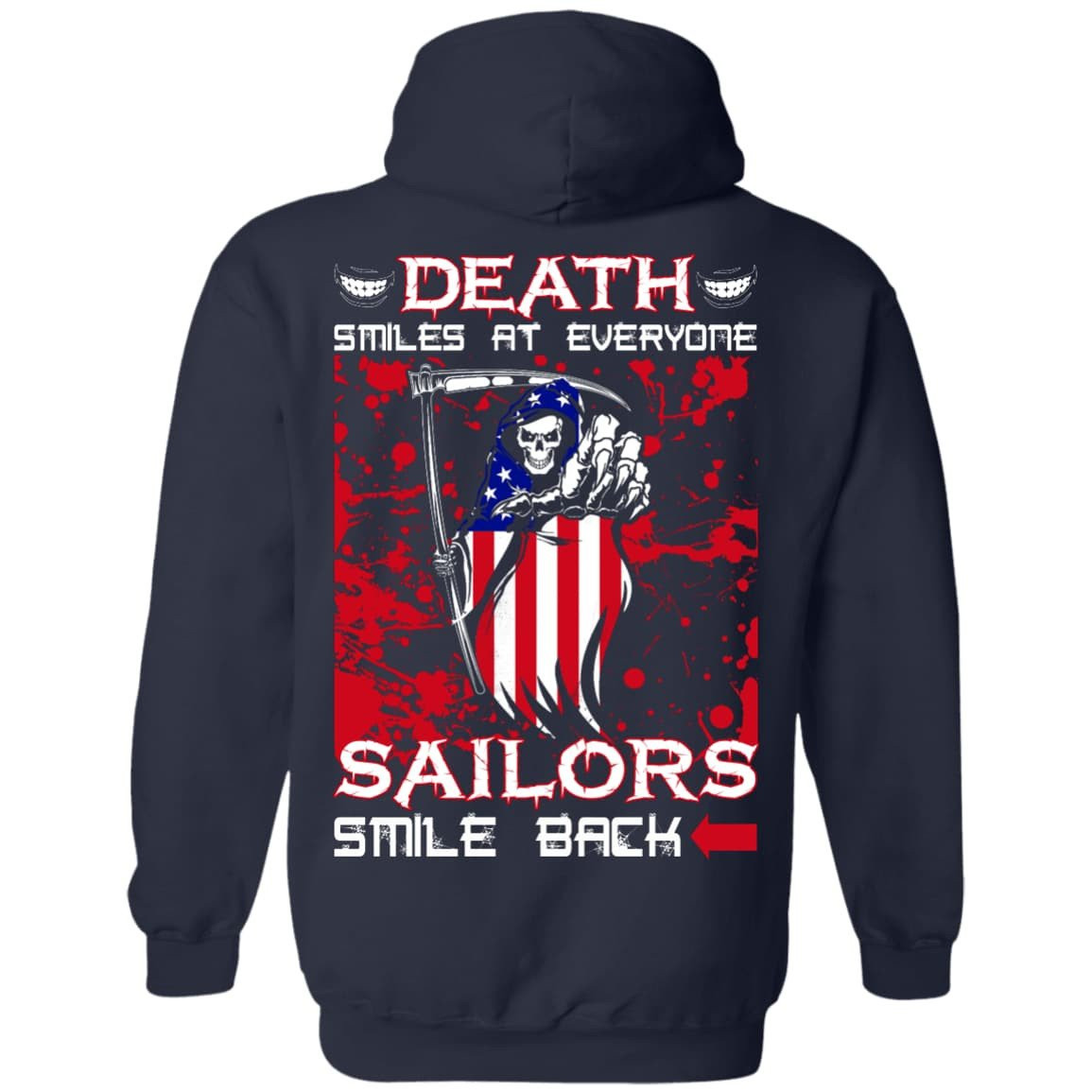 Death Smiles At Everyone Sailors Smile Back-T-Shirt & Hoodie-Pullover Hoodie-Navy