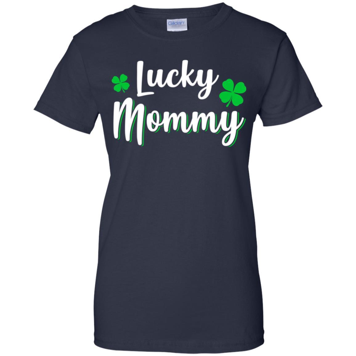 Luckiest Lucky Mommy St Patricks Day-T-Shirt & Hoodie-Women's T-Shirt-Navy