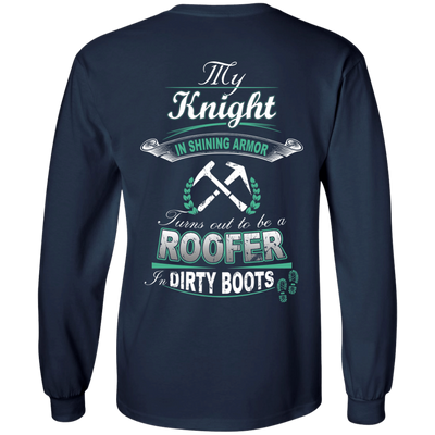 Turns out to be a ROOFER In Dirty Boots-T-Shirt & Hoodie-Long Sleeve T-Shirt-Navy