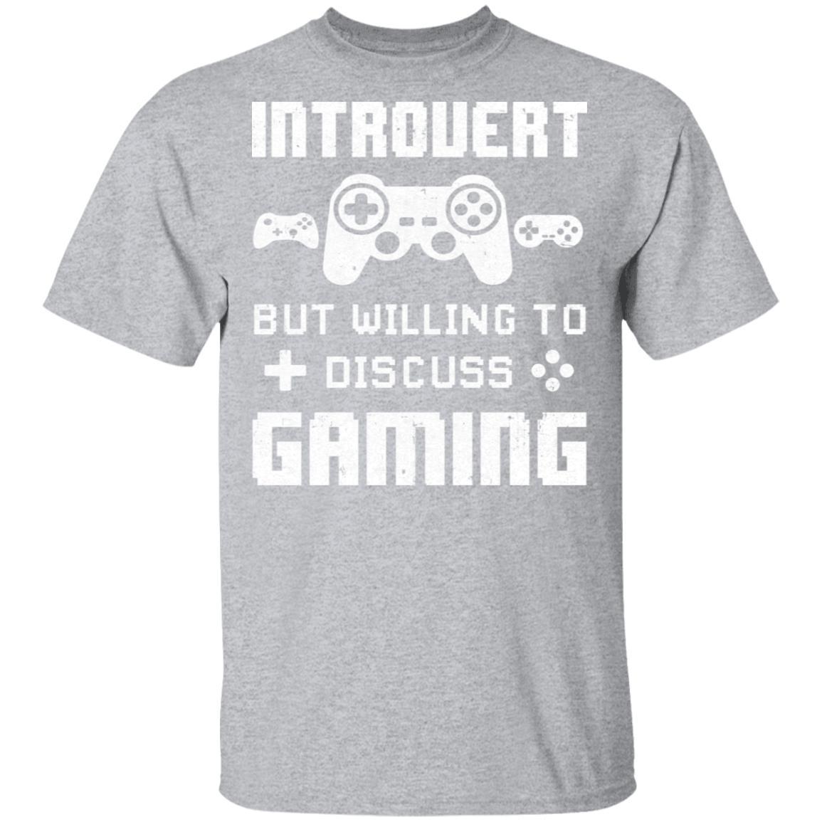 Introvert But Willing To Discuss Gaming Funny Video Game-T-Shirt & Hoodie-Classic T-Shirt-Sport Grey