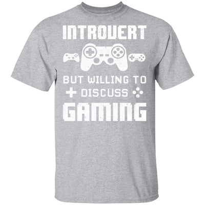 Introvert But Willing To Discuss Gaming Funny Video Game-T-Shirt & Hoodie-Classic T-Shirt-Sport Grey