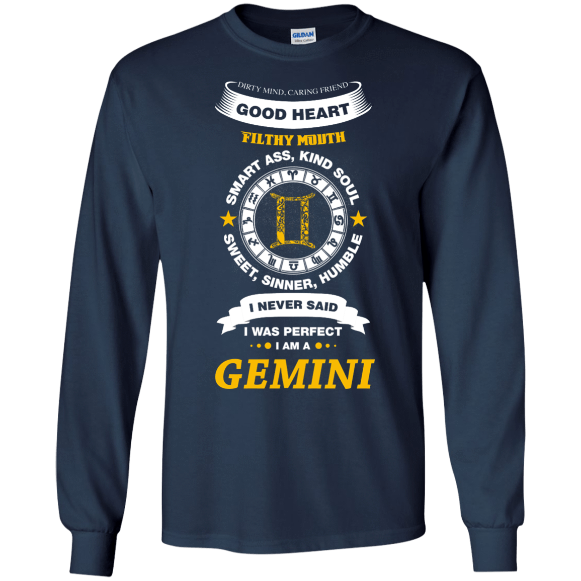I Never Said I Was Perfect I Am A GEMINI-T-Shirt & Hoodie-Long Sleeve T-Shirt-Navy
