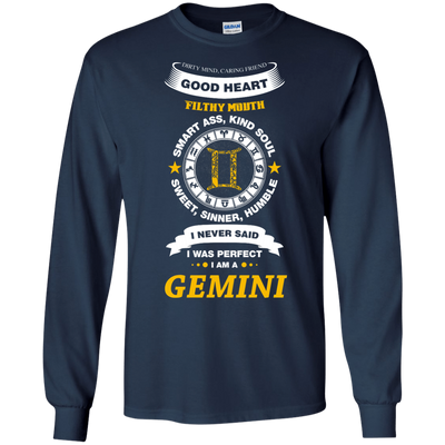 I Never Said I Was Perfect I Am A GEMINI-T-Shirt & Hoodie-Long Sleeve T-Shirt-Navy