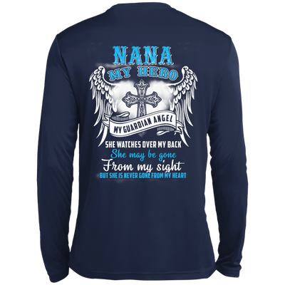 My Nana My Hero My Guardian Angel She Watches Over My Back-T-Shirt & Hoodie-Long Sleeve T-Shirt-Navy