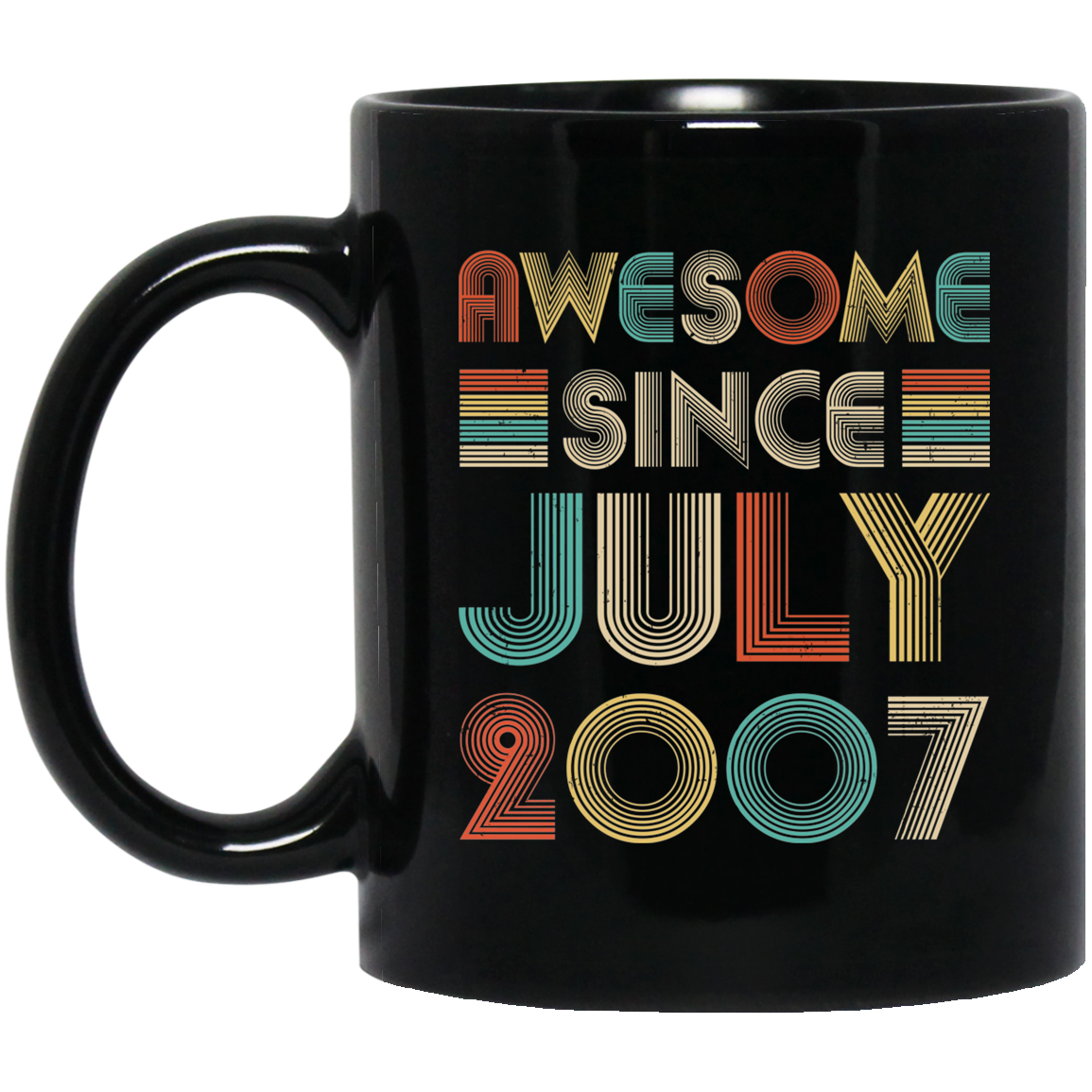 Awesome Since July 2007 Vintage 14th Birthday Gifts Mug-Coffee Mug-BM11OZ 11 oz. Black Mug-Black