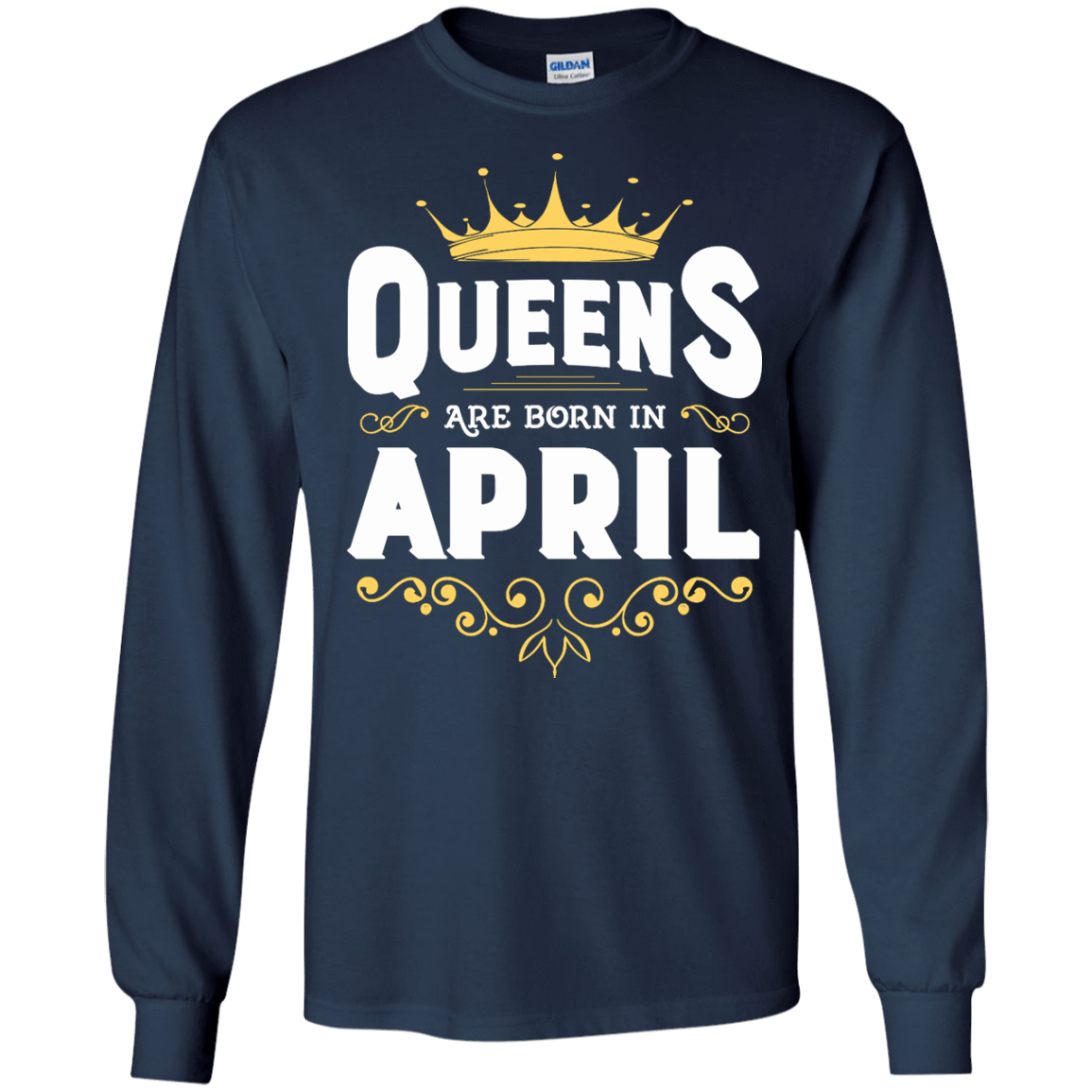 Queens Are Born In April-T-Shirt & Hoodie-Long Sleeve T-Shirt-Navy