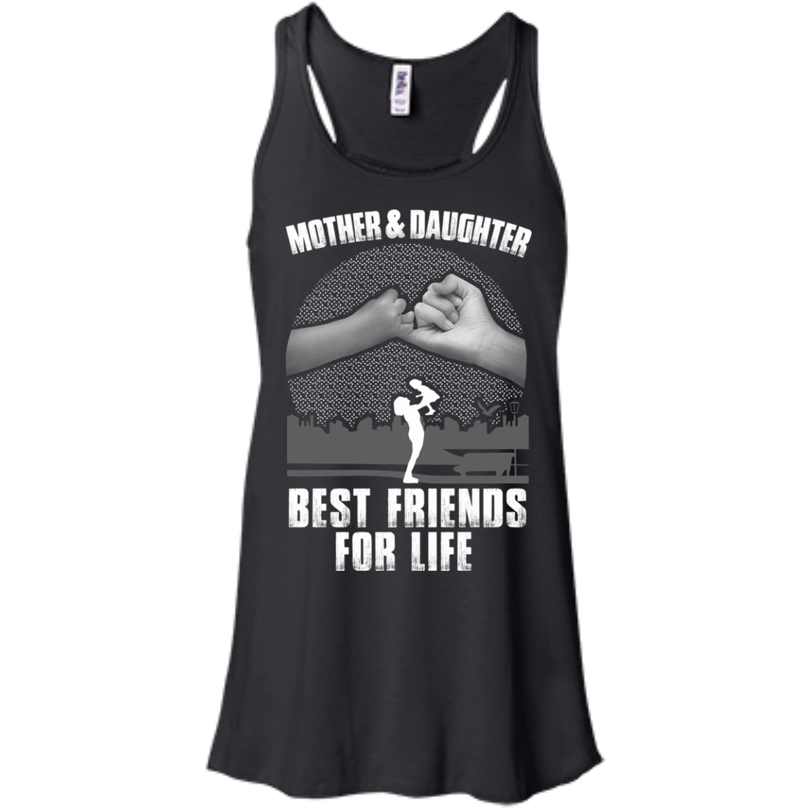 Mother and Daughter Best Friends For Life-T-Shirt & Hoodie-Women's Flowy Racerback Tank-Black