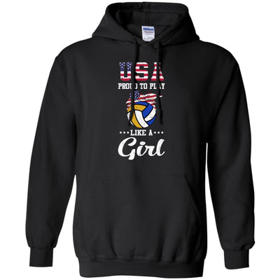 Usa Proud To Play Like A Girl Volleyball-T-Shirt & Tank Top-Pullover Hoodie-Black