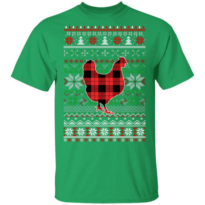 Chicken Red Plaid Ugly Christmas Sweater Funny Gifts-T-Shirt & Sweatshirt-Classic T-Shirt-Irish Green