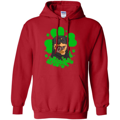 Rottweiler St. Patrick's Day Clovers-T-Shirt & Hoodie-Pullover Hoodie-Red
