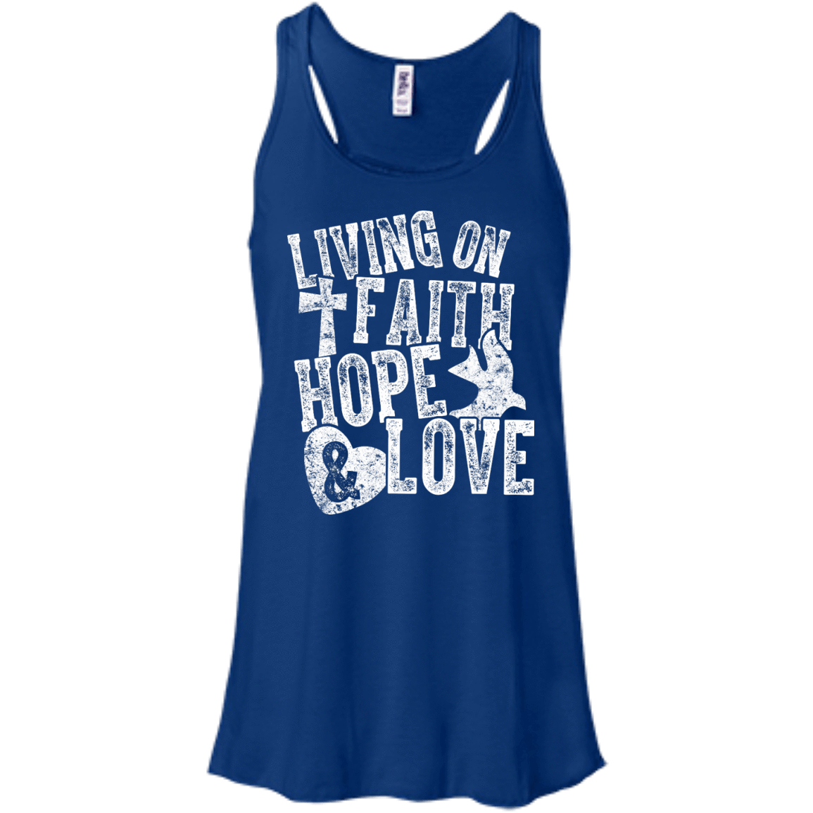 Living on Faith Hope and Love-T-Shirt & Hoodie-Women's Flowy Racerback Tank-True Royal
