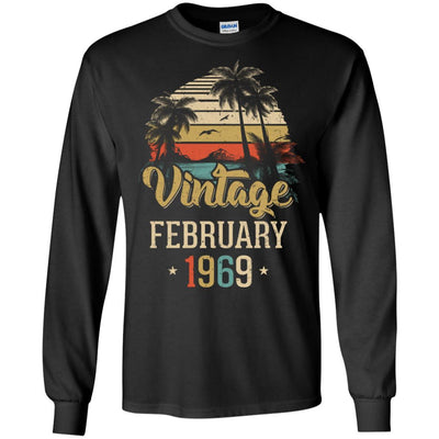 Retro Classic Vintage February 1969 52th Birthday Gift-T-Shirt & Hoodie-Long Sleeve T-Shirt-Black